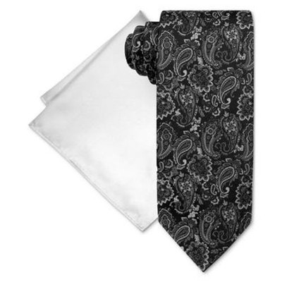 Steve Harvey Men's Paisley Tie & Pocket Square Set Black OS
