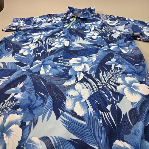 Tommy Bahama Mens Shirt Size Large Blue Floral S/S 1/4 Zip *Island Active* Beach - Picture 4 of 12