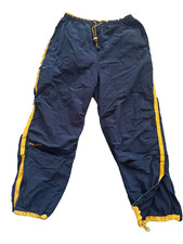 VTG ying yang Navy y2k 90s streetwear baggy parachute lined zip track pants L