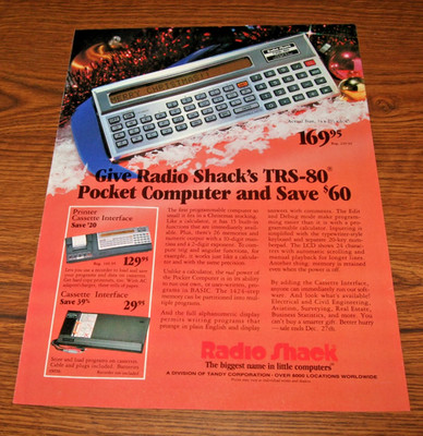1980's Radio Shack TRS-80 Pocket Computer Magazine Print Ad