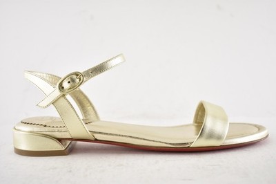 Christian Louboutin Sweet Jane Sandal Flat Platine Gold Leather