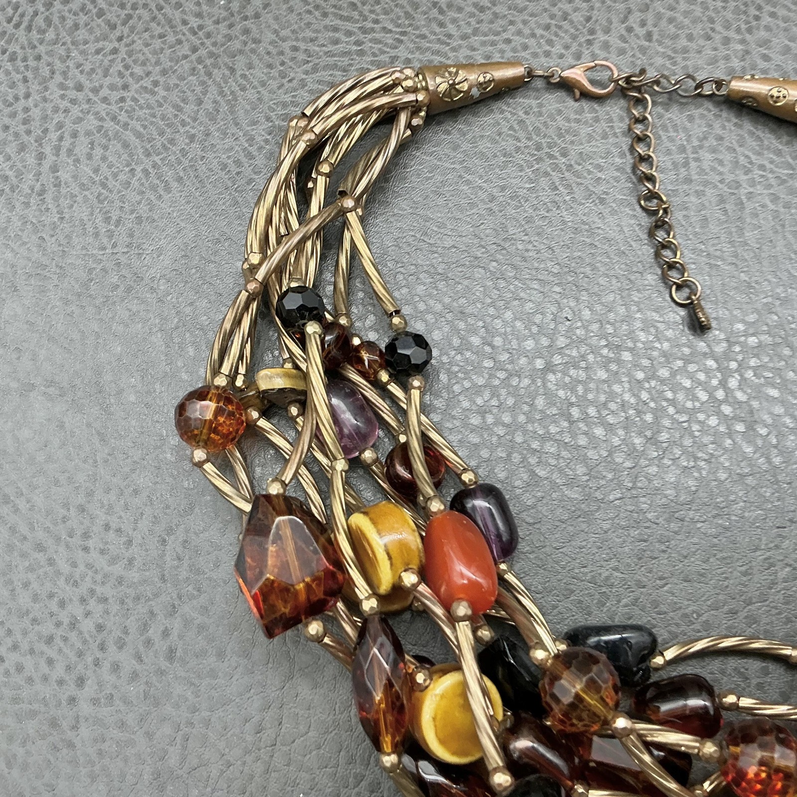 Multicolor Beaded Multi Strand Statement Necklace… - image 4