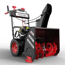 Amerisun 26" Two-Stage Gas Snow Blower, 212cc Engine, Electric Start, 180° Chute