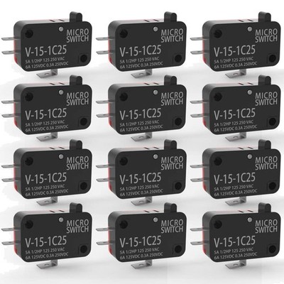 Micro Switches, V-15-1C25, 15A 250V SPDT, 12 Stück, Kunststoff, Metall