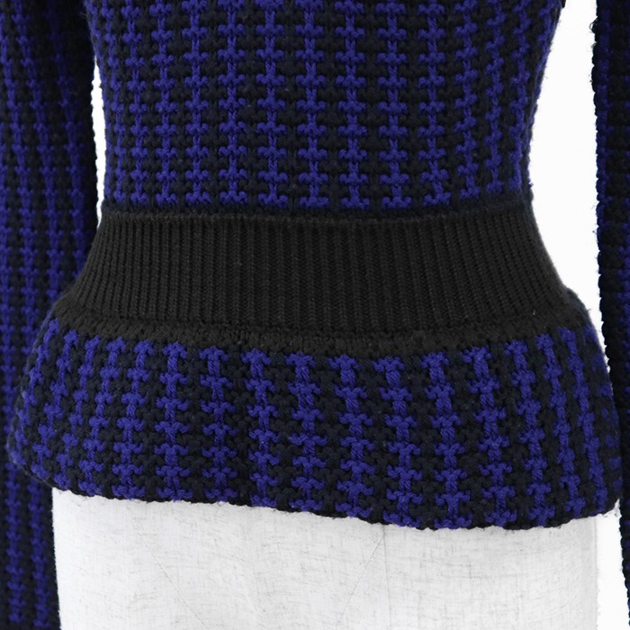 Christian Dior Low-gauge Knit Sweater Striped Peplum Women Size 38 Blue/Black thumbnail 4