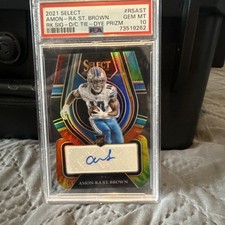 2021 Select -Rookie Signatures Amon-Ra St. Brown #RS-33 Tie-Dye Prizm /25 AU, RC