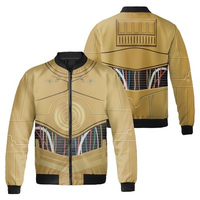 Star Wars C3-PO Cosplay Costume Galaxy's Edge Gift For Fan Bomber Jacket