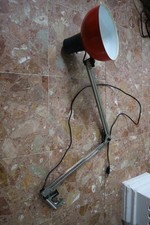 ancienne lampe de bureau industrielle architecte LOFT articulé rouge LIVAL P12