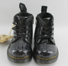 Doc Martens Toddler's Size 4 Sparkles Black Silver Combat Boots
