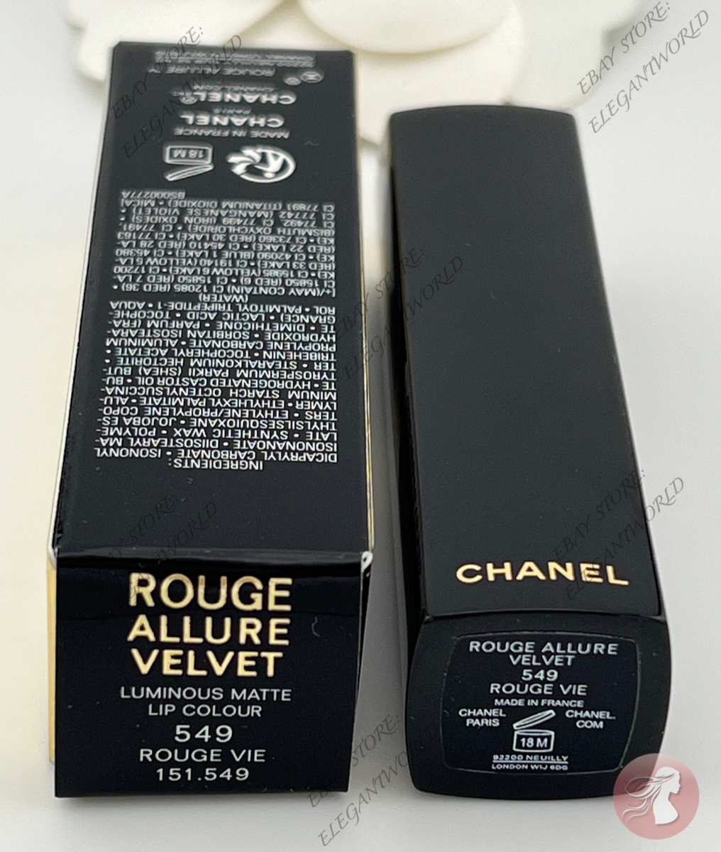 Chanel Rouge Allure Velvet Lipstick 549 ROUGE VIE 0.12 Oz NIB