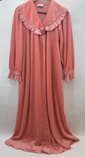 VTG Gilligan  O'Malley Women  s Velour Pink/Peachy Robe Romantic Ruffle T1015