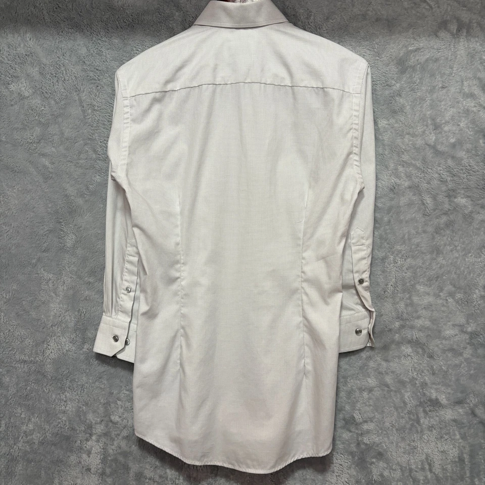 Camisa de vestir Eton ajustada para hombre 15 38 100 % algodón micro rejilla cuadros negocios Foto 4 de 4