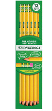 Ticonderoga Wood-Cased Pencils, Pre-Sharpened, 2 HB Soft, Yellow, 12 Count