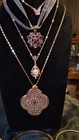 Vintage Boho Costume Jewelry Lot 7pc - 1928 Porcelain Rose Fennco Clover...