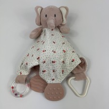 Luxe Willow Pink White Flowers Dots Elephant Baby Security Blanket Lovey Soft