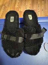 UGG Fluffita Womens Size 9/40 Black Platform Slide Slippers Shoes 1113475
