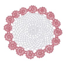 1Pcs Crochet Handmade Doilies 8.2" Placemats Lace Coasters White, Water Red