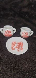 Miniature Ciramic Plate and Creamer and Sugar Set Made In Japan.