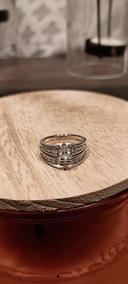 womens wedding ring set 14k white gold size 7