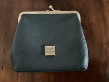 DOONEY BOURKE CHANGE PURSE PEBBLED LEATHER INSERTS FOR  6  CARDS MIDNIGHT BLUE 