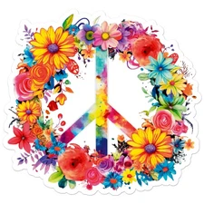 Peace Flowers - Vinyl Decal Sticker - Car Window Laptop - ebn9355