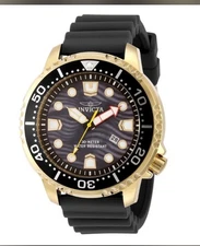 Invicta Men's Pro Diver 48mm Quartz Gold Tone Black Dial Watch 49547 New In Box