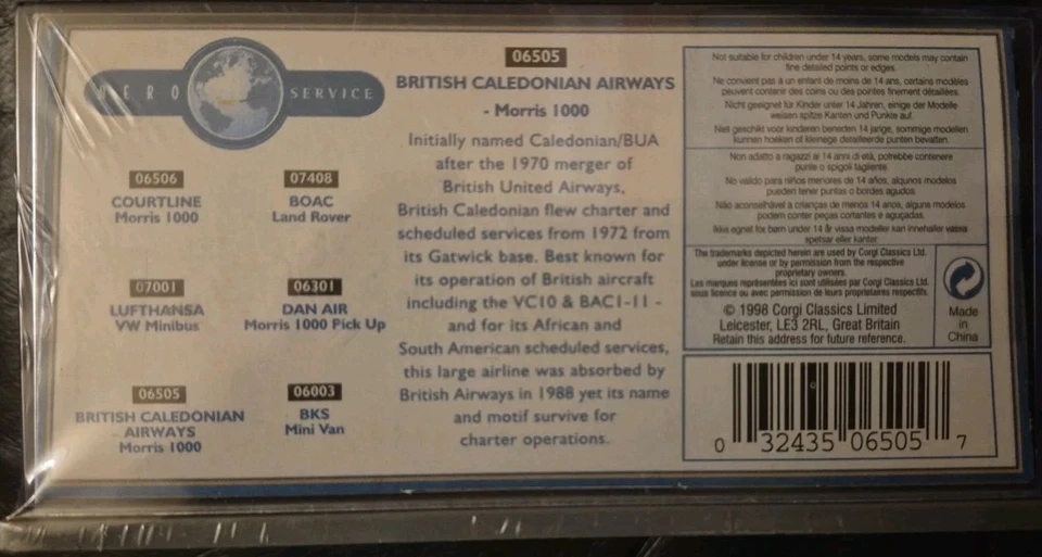 Corgi 06505 Morris 1000 Van British Caledonian Airways In Perspex Box 1:43 Scale - Image 4 of 4