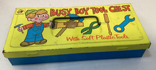 VINTAGE Busy Boy Metal Tool Chest Box by Ohio Art 8" x 3.75" x 1.5"