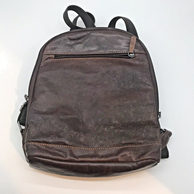 Jack Georges Voyager Convertible Backpack Crossbody Bag Brown Embossed Leather