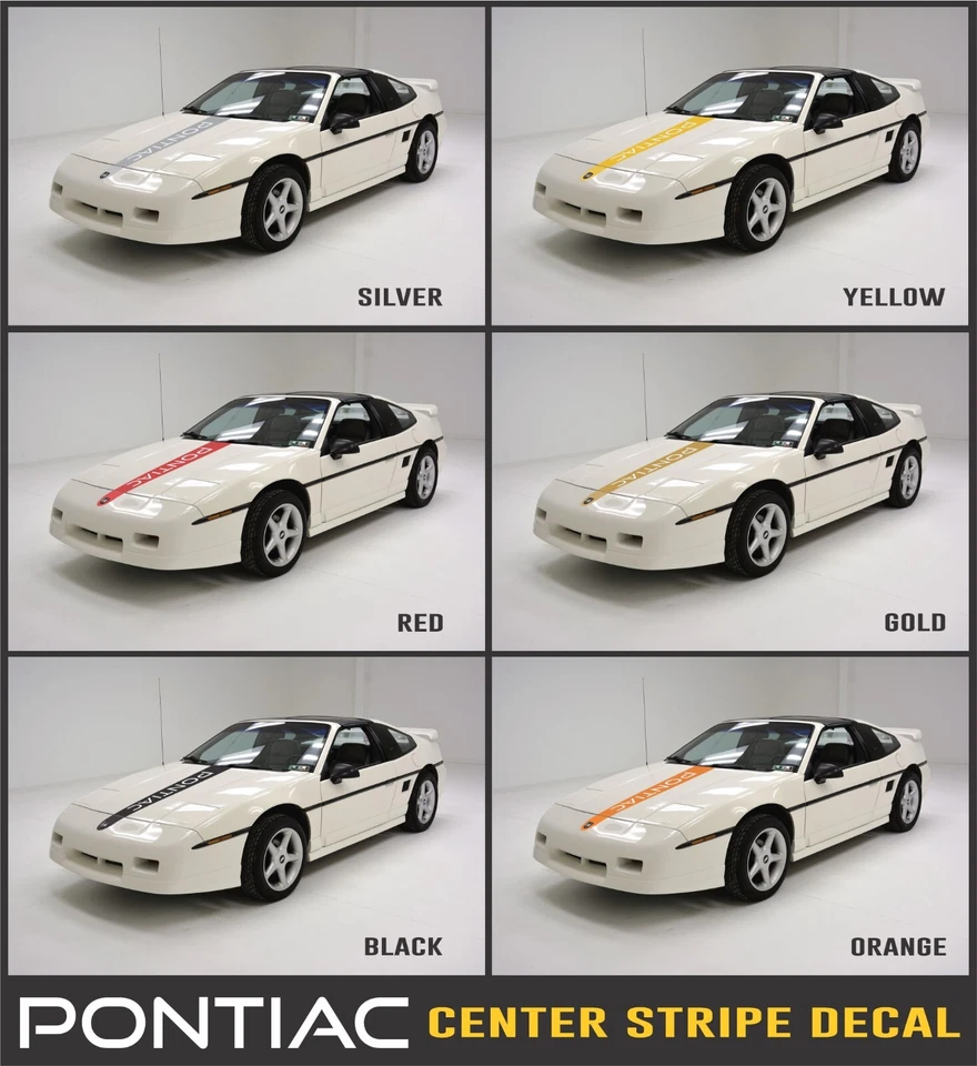 Calcomanías a rayas Pontiac Fiero Center Racing para todos los modelos 1984-1988 Foto 3 de 4