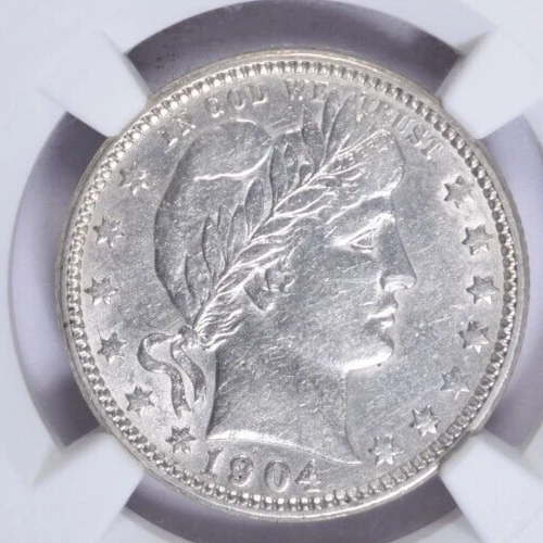 1904-O BARBER QUARTER ~ BRIGHT WHITE LUSTROUS! JUST MISSES AU ~ NGC XF45! - Image 3 of 4