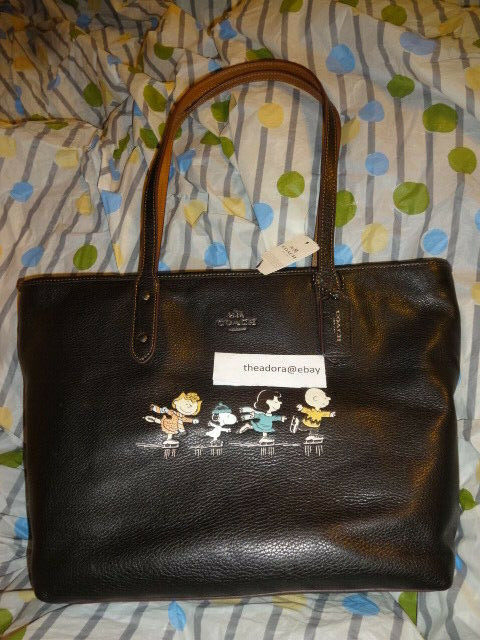 Coach X Peanuts Snoopy Black City Tote Limited Edition New