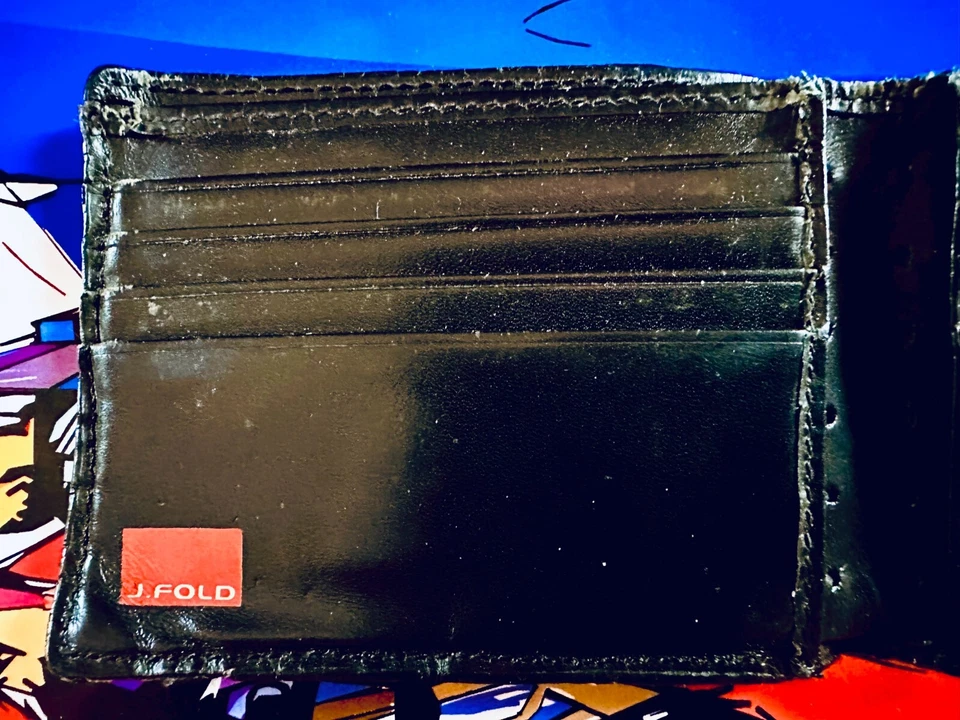 J. FOLD FADER SLIMFOLD LEATHER WALLET BLACK w/ Stripes - Image 4 of 4