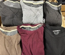 3 Pk NAME BRAND Thermal HEAVY WAFFLE CREW Top Shirt S M L XL 2X 3X ~ MIX colors