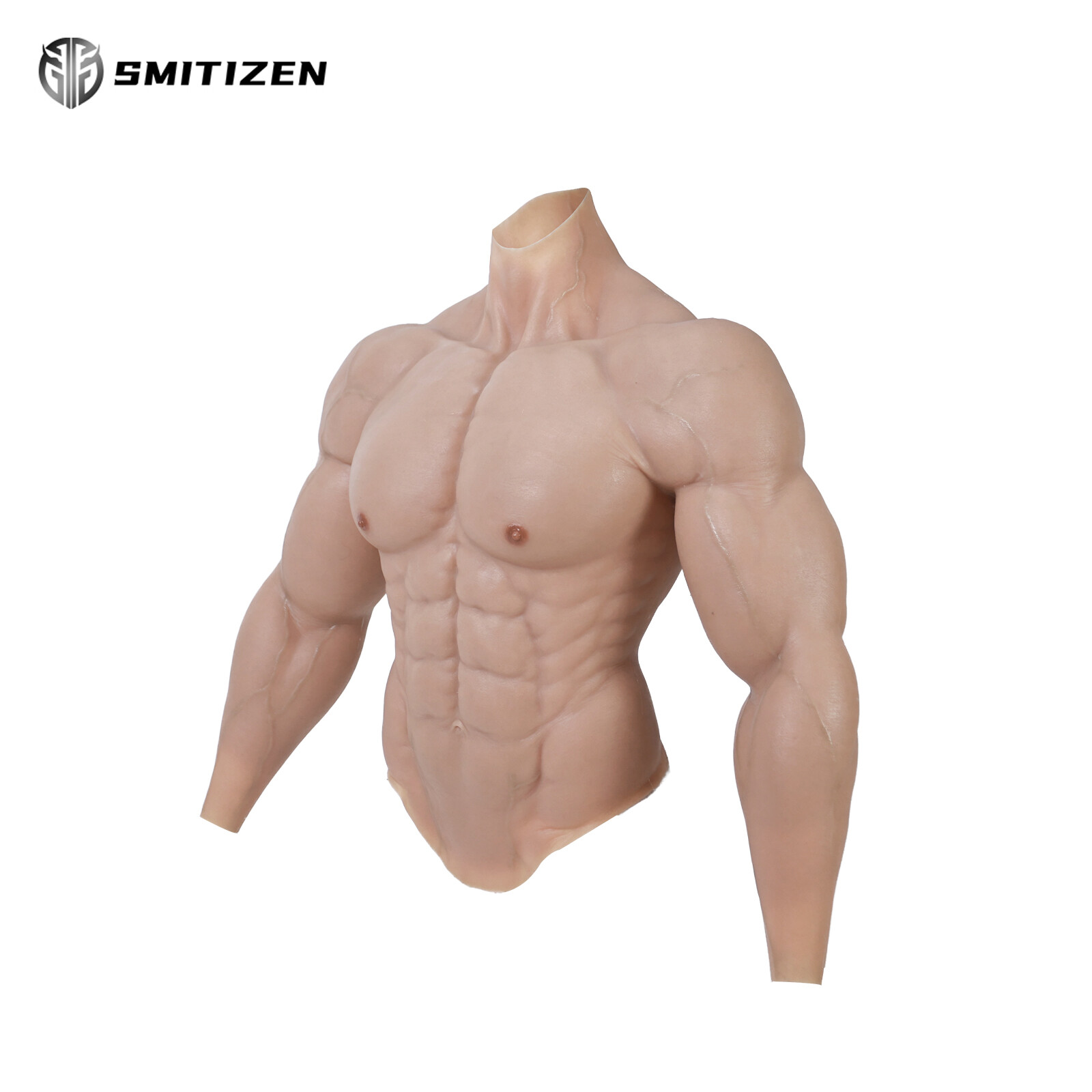 Smitizen Silicone Fake Chest Belly Upper Muscle Suit with Strong Arm for Cosplay image 3