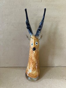 Vintage Blown Glass Deer Head Bust Art Sculpture, 14.25" Height, 4 Pounds
