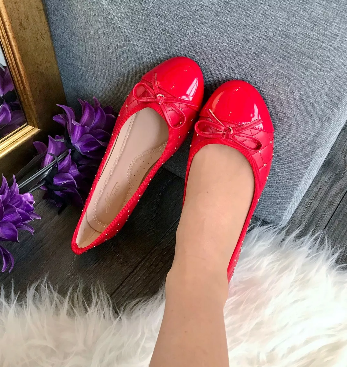 Red patent hotsell flats ladies