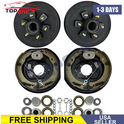 12''x2''Electric Trailer Self Adjusting Brake 6-5.5'' Hub Drum Kit For 5200 lb Ax.
