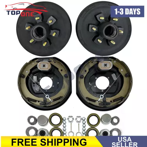 12"x2"Electric Trailer Self Adjusting Brake 6-5.5" Hub Drum Kit For 5200 lb Ax.