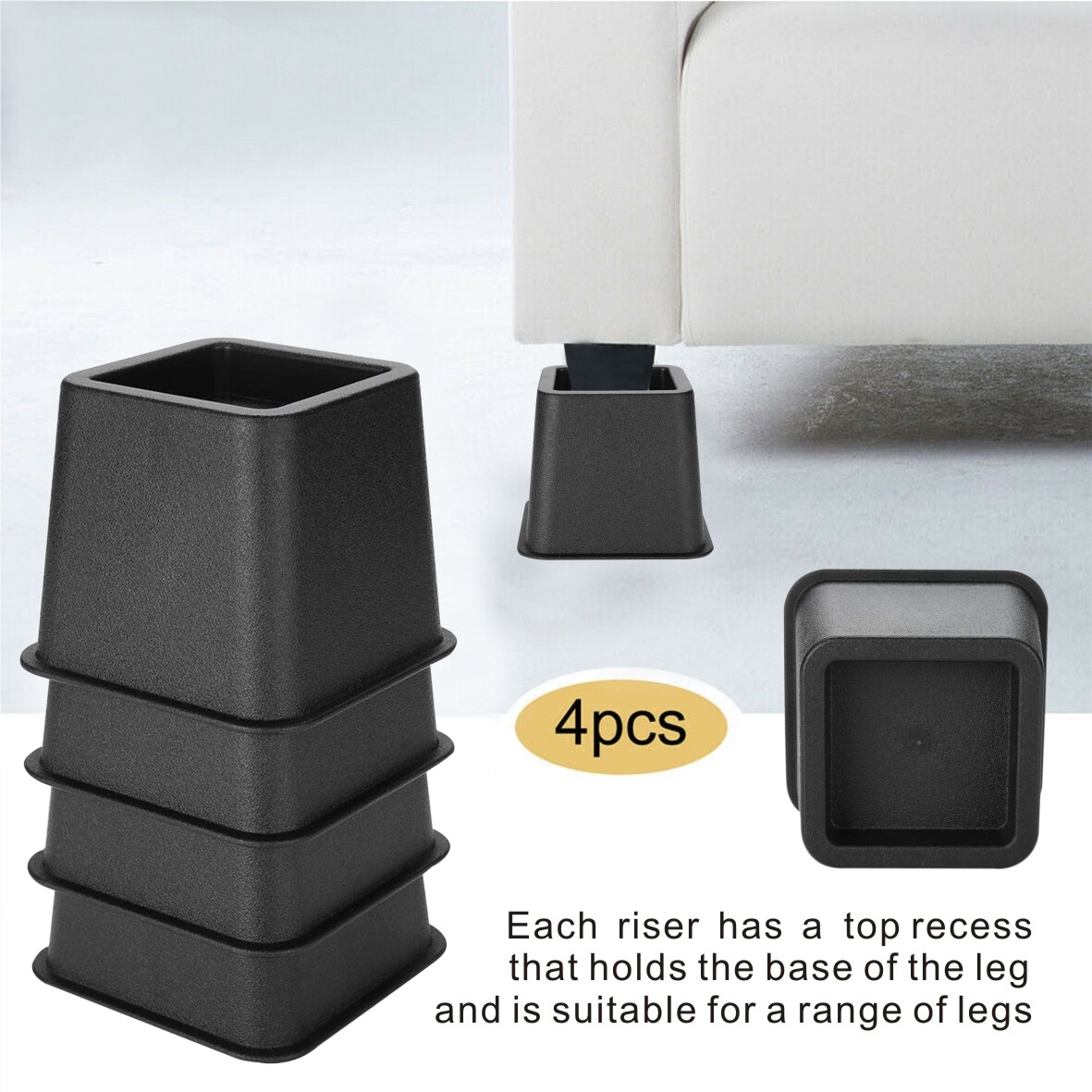 4pcs/Set Sofa Furniture Raisers Square Bed Leg Risers Table Chair eBay