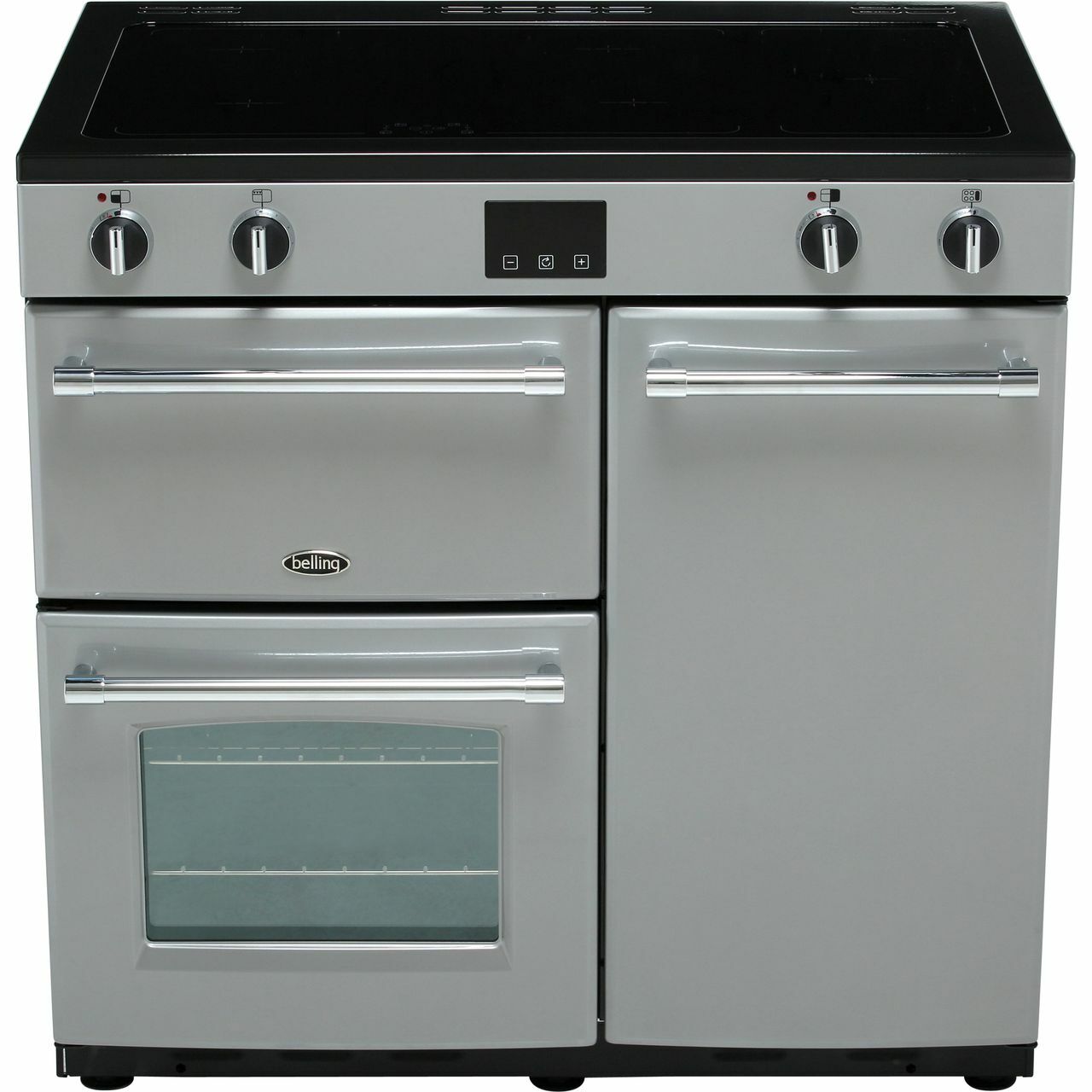 Belling Farmhouse90Ei 90cm Electric Range Cooker 4 Burners A/A Silver