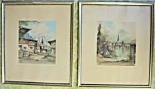2 Vintage Prints - Framed Under Glass - Pencil Signed
