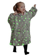 Wearable Blanket Hoodie for Kids Toddlers Kids 2-6YR Glow in the Dark-grey