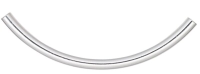 Bead, 72 Silver Plated Brass 50x3mm Curved Tube Noodle Beads with 2mm Hole