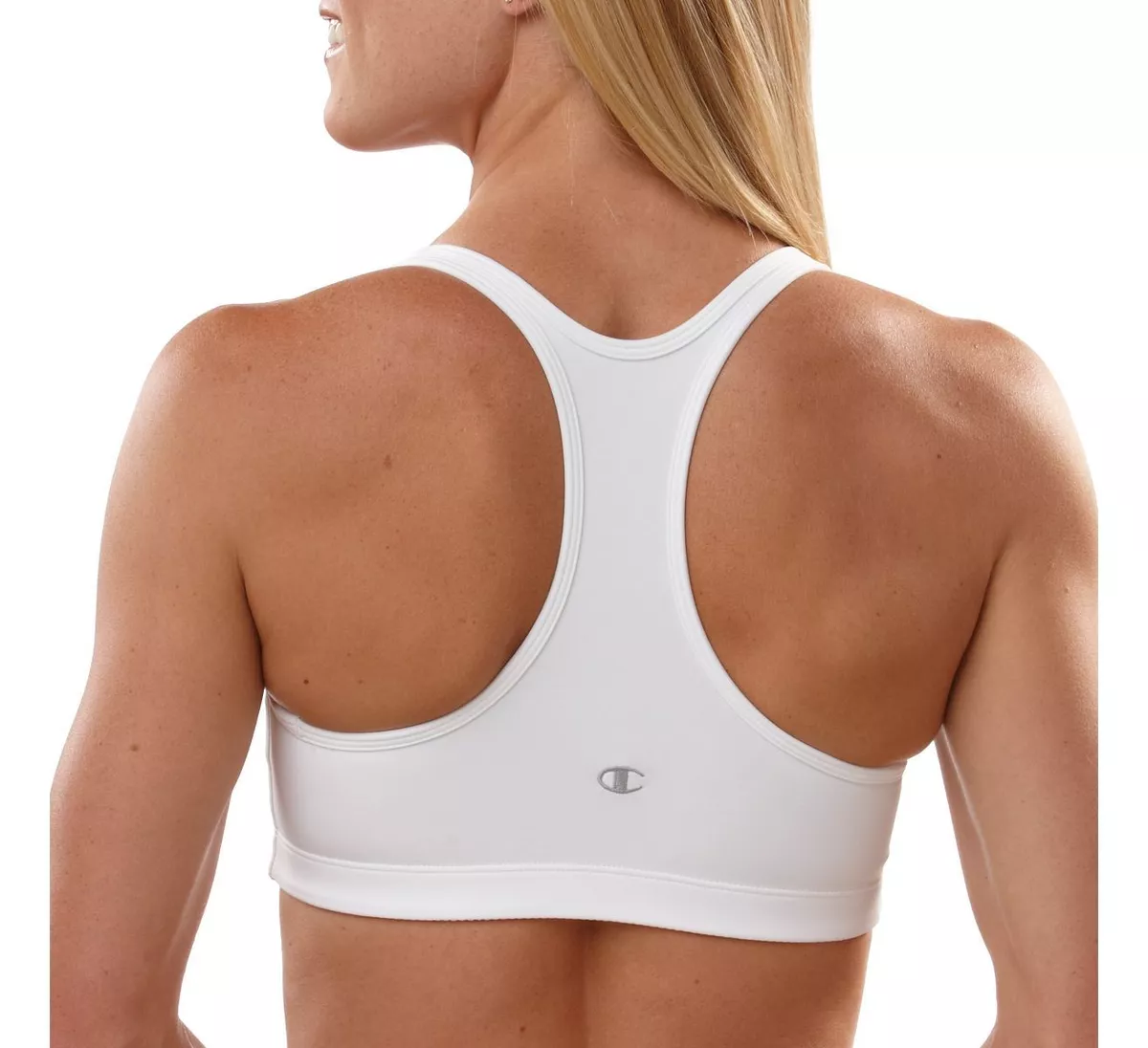 Champion Women's USA Double Dry Seamless White Sports Bra Size M/L