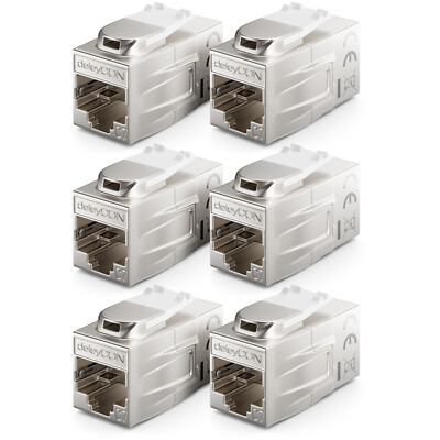 6x CAT7 Patchkabel Verbinder Kupplung RJ45 Verlängerung LAN DSL Adapter Keystone