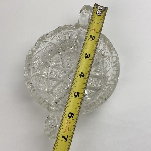 De Colección Vidrio Prensado Corte Caramelo Como Nuevo Tuerca Tazón 2 Manijas Hobstar Diente de Sierra Borde Transparente - Imagen 4 de 11