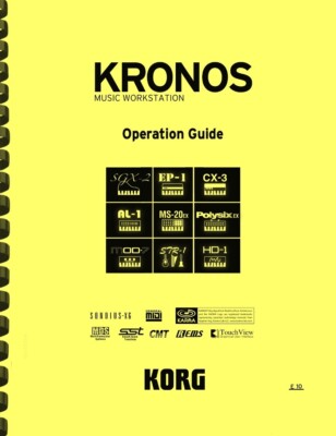 Korg Kronos Synthesizer Workstation Software 3.1 or later OPERATION GUIDE