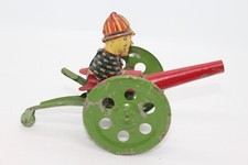 NICE VINTAGE 1930'S or 40'S TIN  LEVER WIND MECHANICAL SOLDIER on CANNON