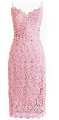 Crew Women's Guipure Lace Spaghetti Strap Dress SZ 10 In Pink